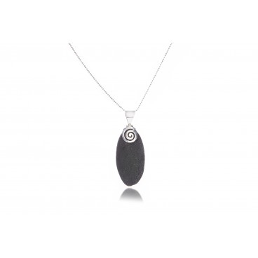 Pendente in pietra lavica e argento 925 - LCN18