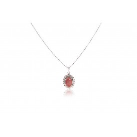 Pendente ovale in madrepora e argento 925