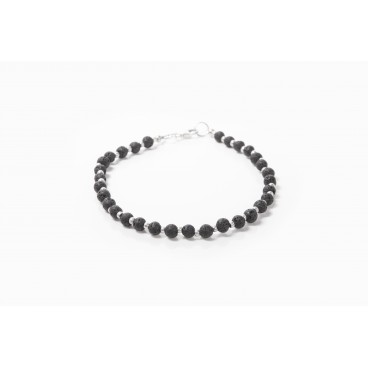 Bracciale in pietra lavica e argento 925 - LBR1