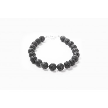 Bracciale in pietra lavica e argento 925 - LBR2
