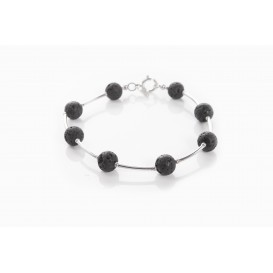 Bracciale in pietra lavica e argento 925 - LBR5