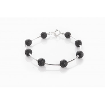 Bracciale in pietra lavica e argento 925 - LBR5