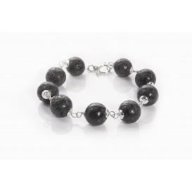 Bracciale in pietra lavica e argento 925 - LBR6