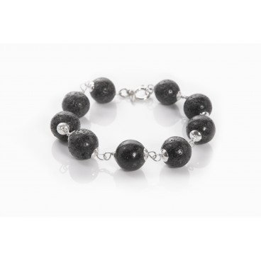 Bracciale in pietra lavica e argento 925 - LBR6