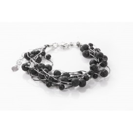 Bracciale in pietra lavica e argento 925 - LBR7