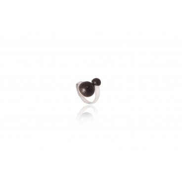 Anello a tre semisfere in pietra lavica e argento 925 - LAN7