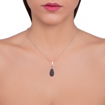 Pendente in pietra lavica e argento 925 - LCN2